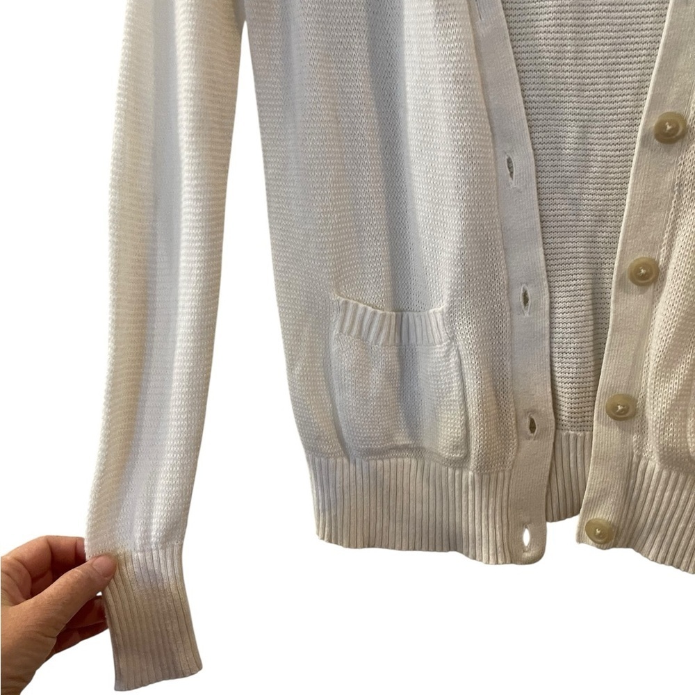 Old Navy Women's White Long Sleeve Button Front Cardigan Sweater Small Petite - Picture 3 of 5